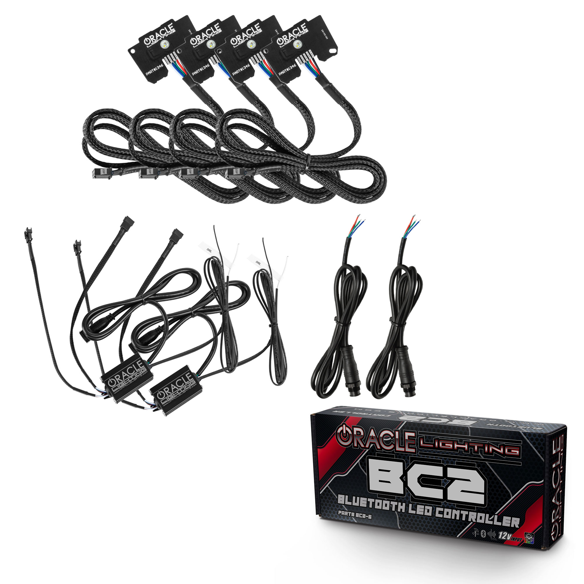 1346-335 - Jeep Wrangler JL/Gladiator JT ColorSHIFT RGB+W Headlight DRL Kit - W/BC2 Cont.
